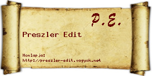 Preszler Edit névjegykártya
